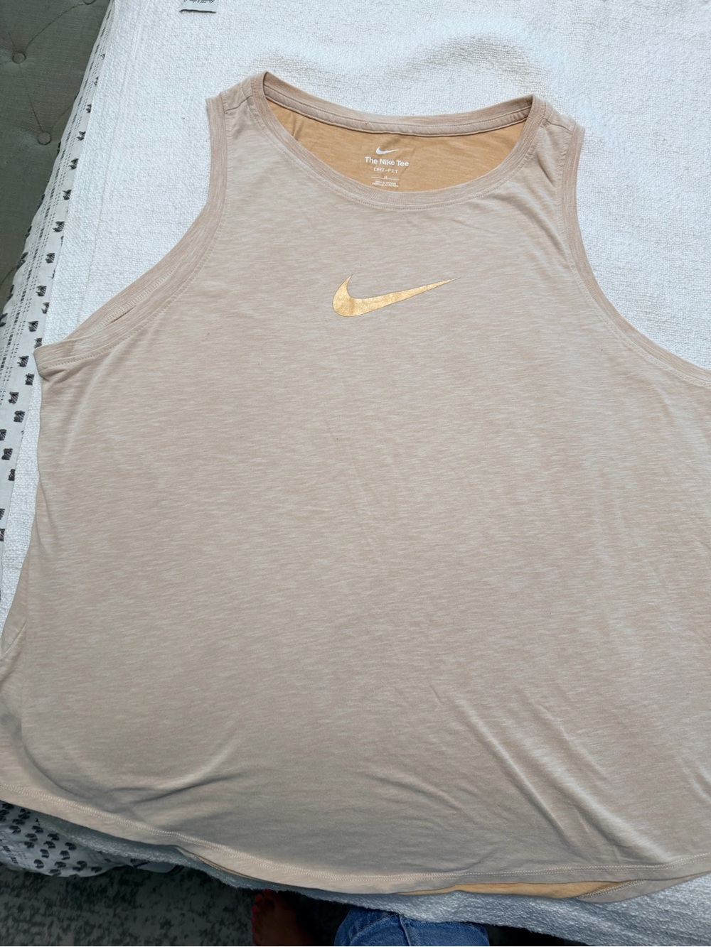 Nike Men’s Beige Tank Top with Gold Swoosh